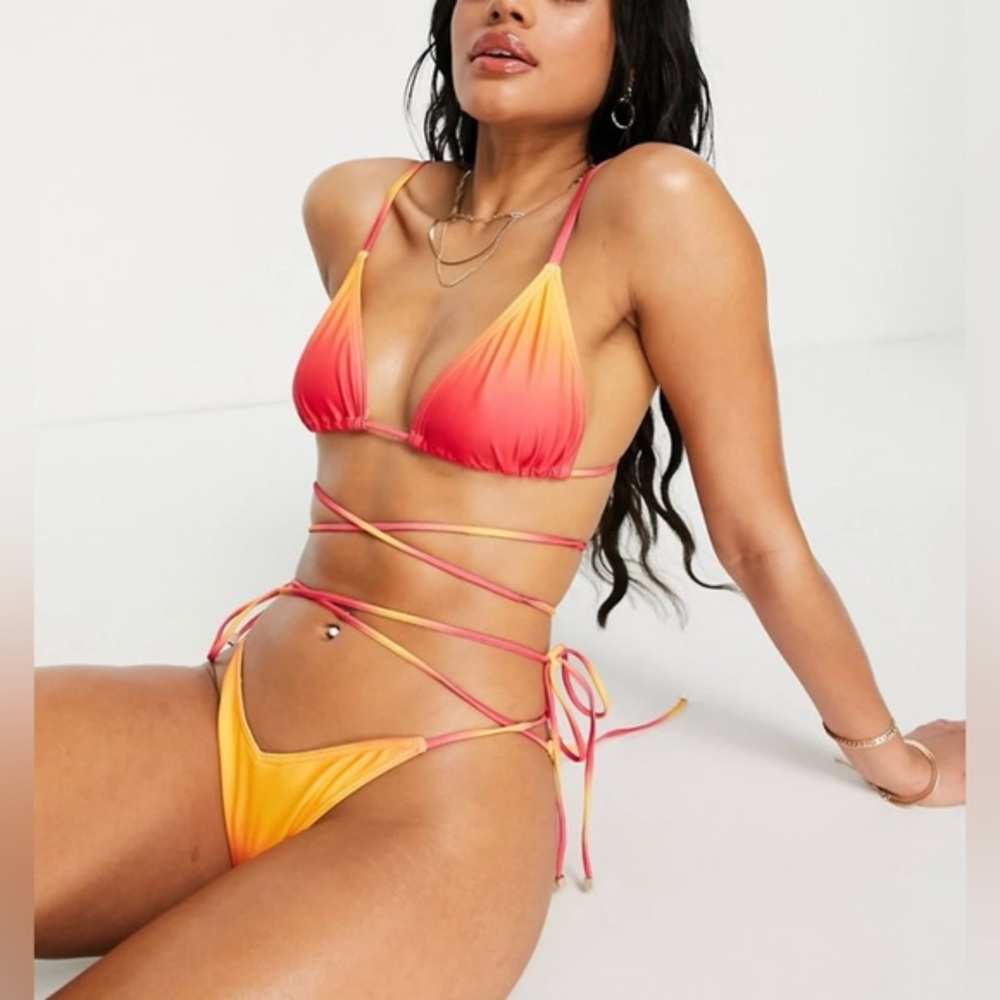 NWT South‎ Beach Sexy Ombré String Cheeky Triangle Bikini - 8/10
